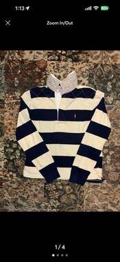 Ralph Lauren Sport Striped Long-Sleeve Quilted Shoulder Rugby Shirt